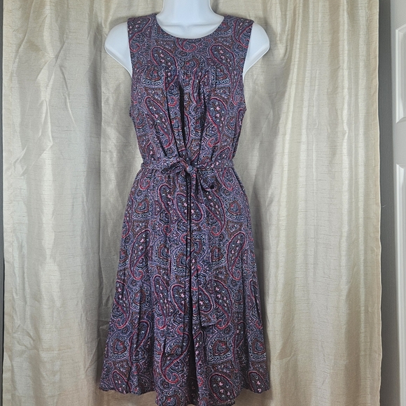 NWOT Gap red purple floral shirred swing dress Womens Medium - Picture 8 of 11